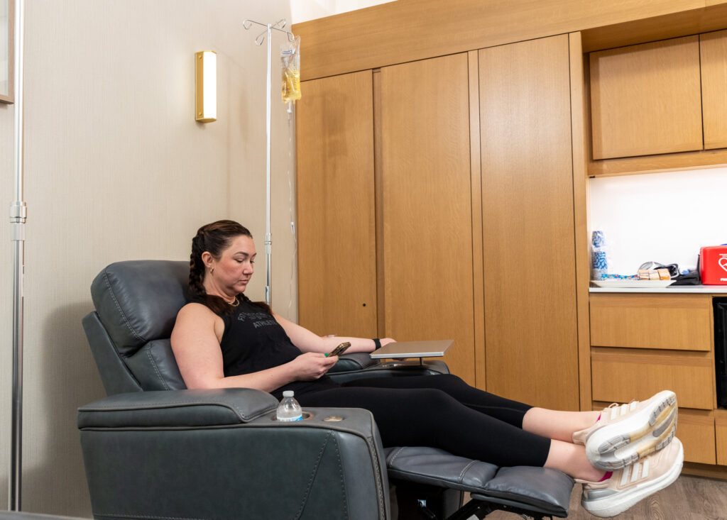 Woman waiting for consultation regarding medical weight loss in Nashville