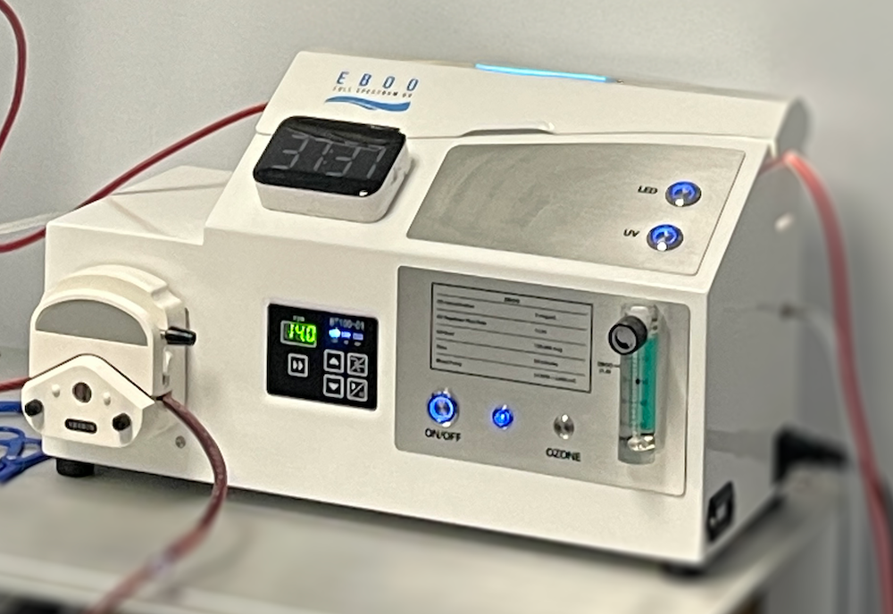 A close-up of the machine used at IntraVenous Solutions for EBOO, an advanced variation of ozonated autohemotherapy in Nashville.